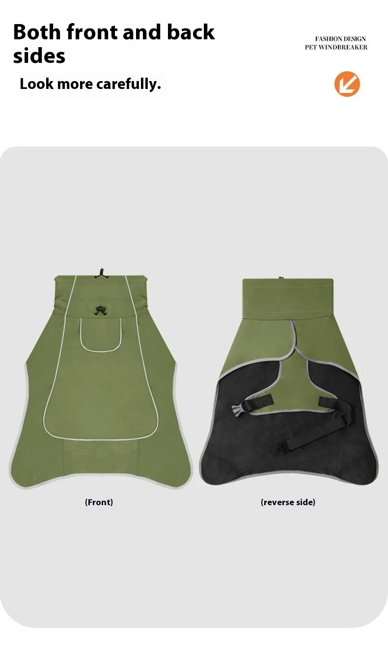 Winter Large Dog Jacket Waterproof Windproof Warm Fleece Lined Adjustable All-Weather Outdoor Pet Coat for Big Breed