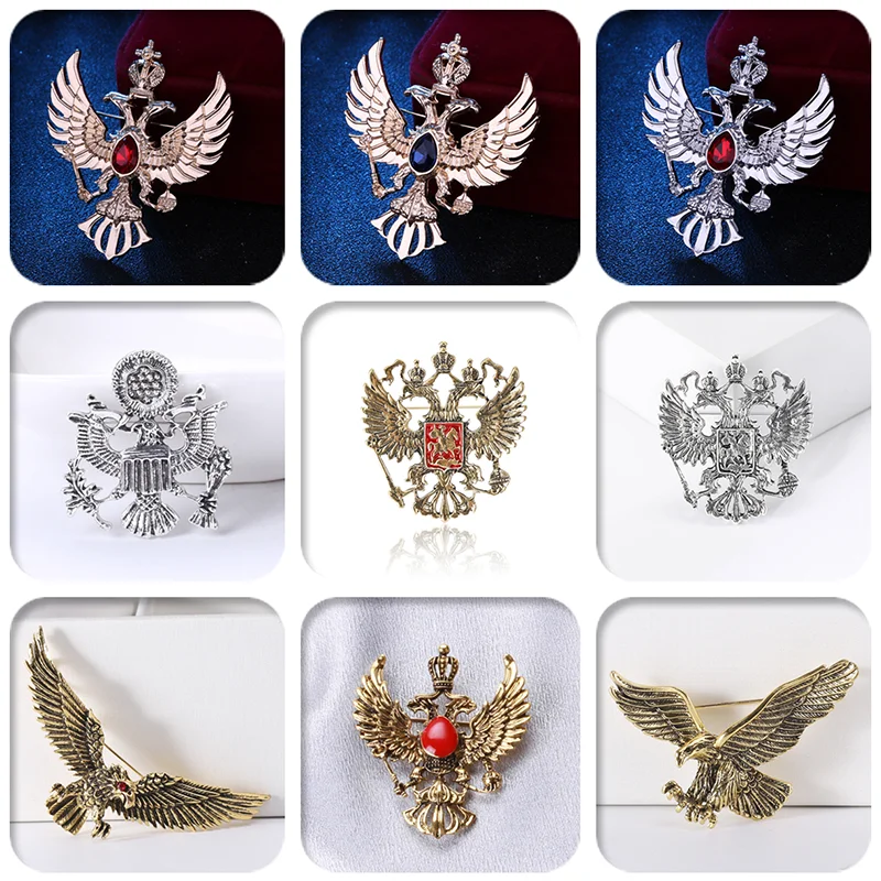 Beaut&Berry Retro Men's Double Headed Eagle Brooch Alloy Animal Pin Fashion Accessory Men's Jewelry Accessories Gift