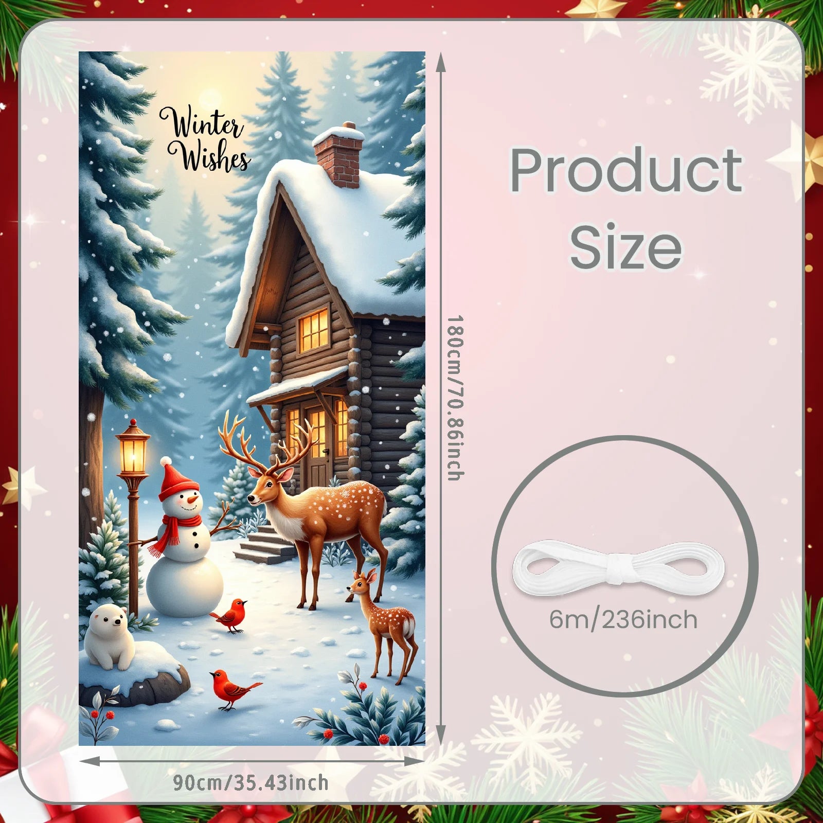 Winter Scene Welcome Banner Snow Forest Bird Art for Home Decor  Decoration Winter Party Christmas Navidad New Year Decor 2026