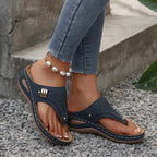 Woman Slippers Leather Non-Slip Soft Platform Shoes Flip Flops Summer Wedge Slippers Lightweight Orthopedic Sandals Slides Women