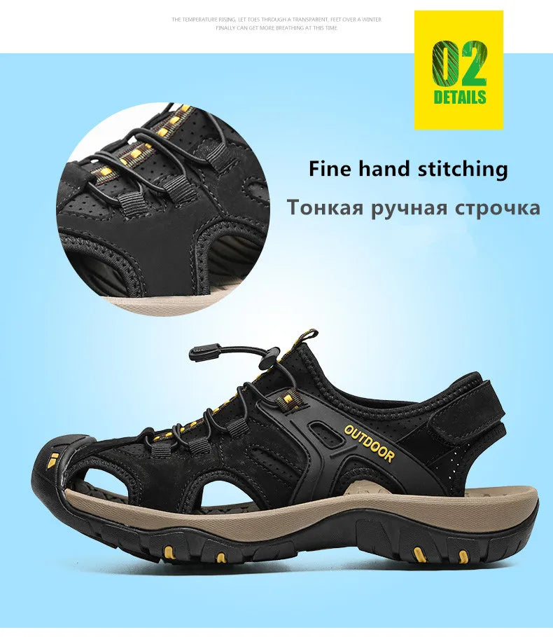 Men's Comfortable Beach Sandals Handmade Genuine Men's Shoes Fashion Men‘s Sneakers Sale Summer Men's Sandals Outdoor Non-slip