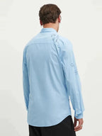 Original Spanish men's shirt with printed embroidery, designer style, light luxury, casual and loose fitting shirt