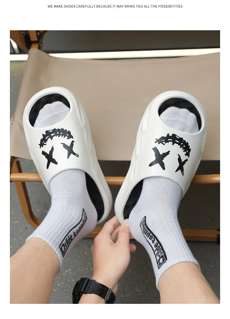 Men Fashion Massage Slippers Indoor/Outdoor Sandals Beach Flip Flop Thick Sole Male Slides Summer Non-Slip Men Shower Slippers