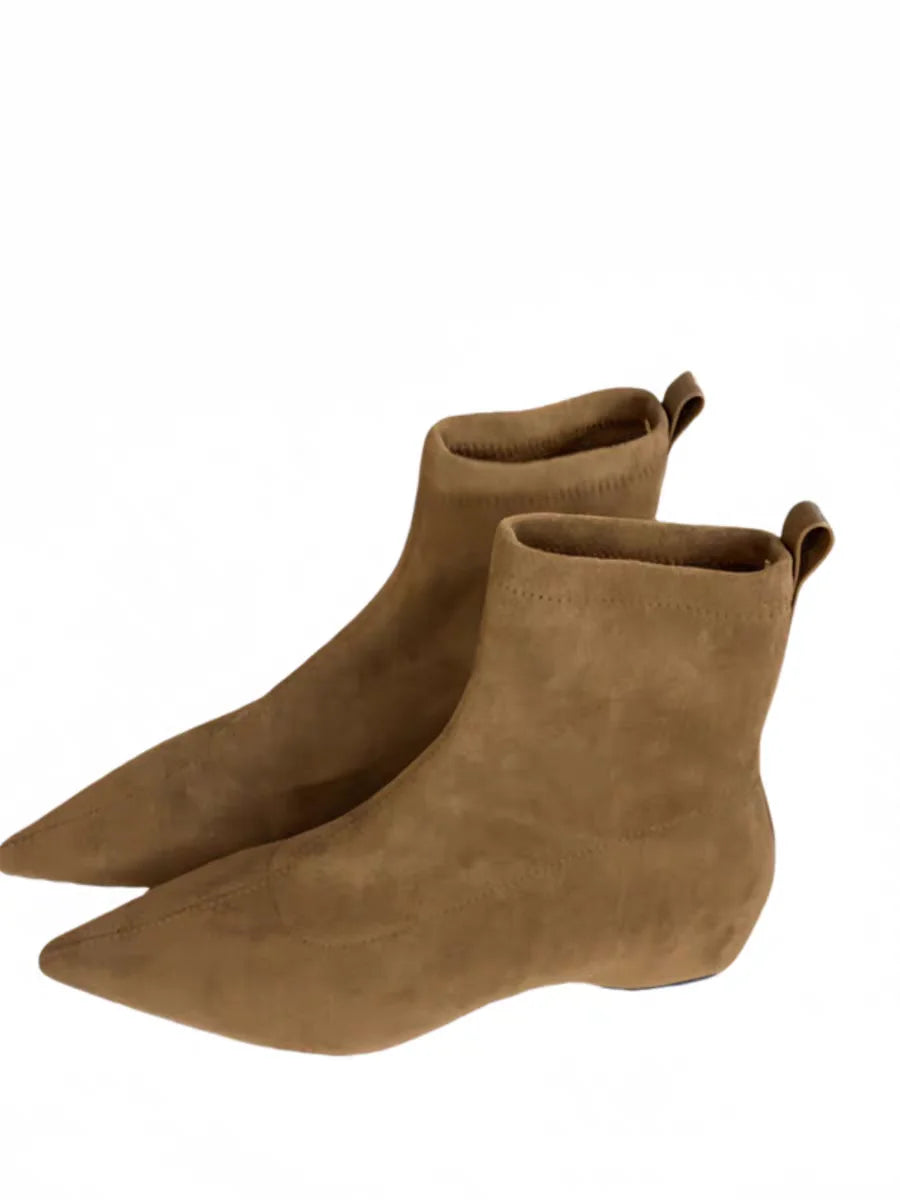 Women Flats Pointed Toe Boots Sexy Suede Ankle Boots Designer 2025 New Winter Shoes Chelsea Elegant Party Woman Fashion Botas