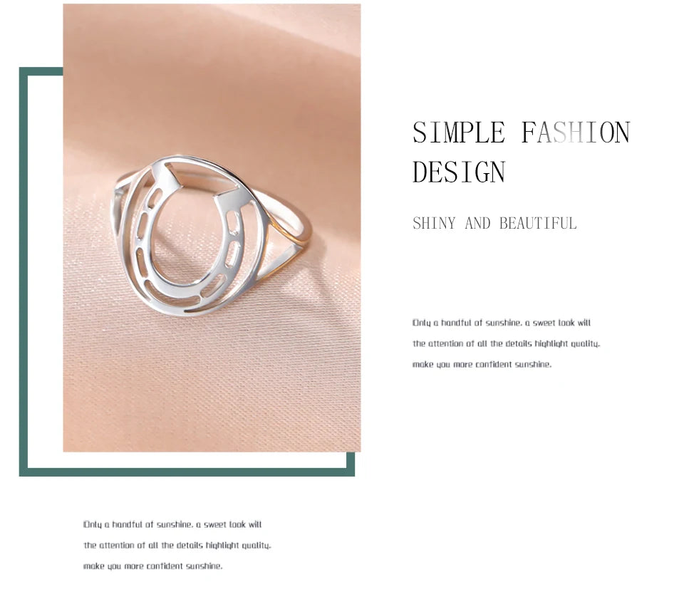 Unift Horseshoes Rings for Women Cowboy Cowgirl Stainless Steel Finger Ring Trendy Fashion Equestrian Horse Lover Jewelry Gift