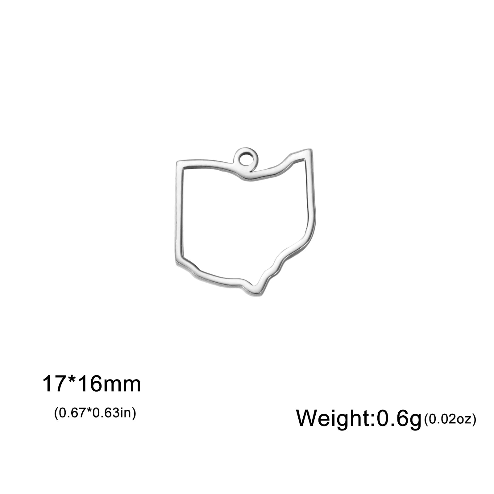 EUEAVAN 10pcs United States New York Washington State Map Pendant for Necklace Stainless Steel Charm DIY Jewelry Making Supplies