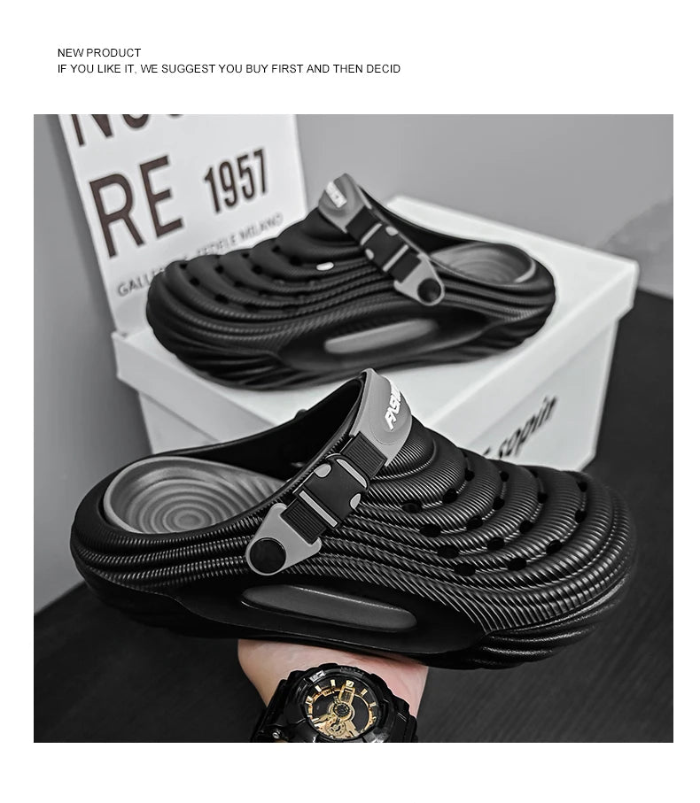 New Men Massage Slippers Slides Indoor Outdoor Sandals Beach Casual Shoes Comfortable Sole Men's Slippers