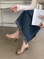 Women High Heels Slippers Designer Heeled Sandals Elegant Shoes Woman Summer 2025 Trend Fashion Fliop Flops Casual Slides Mujer