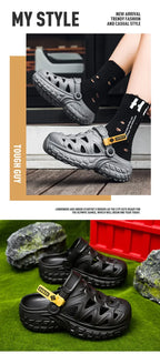 Men's Sandals, Lightweight Summer Outdoor Thick-soled Height-increasing Hollowed-out and Breathable Niche Slippers