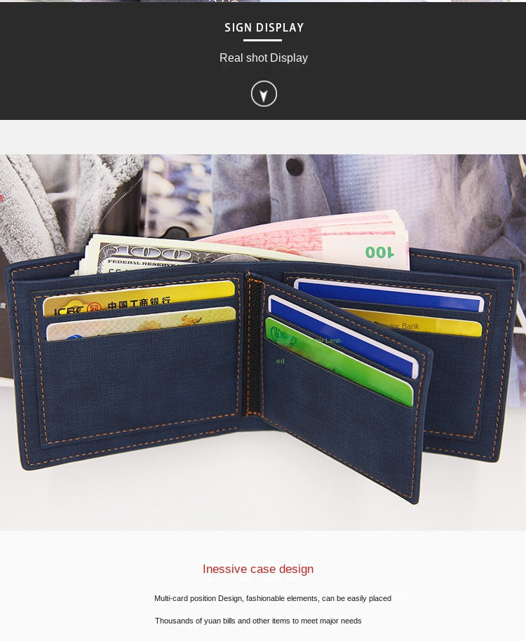 Men Wallet PU Business Foldable Wallet Luxury Billfold Slim Hipster Credit Card Holders Inserts Coin Purses Vintage Walltes