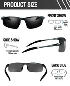 Fishing Sport Sunglasses Men Polarized UV400 Aluminum Rectangle Rimless Sun Glasses Photochromic Night Vision Eyewear