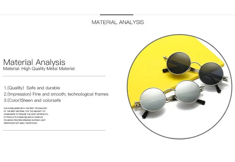 Steampunk Sunglasses For Men Women Round Frame Driving Outdoor Sports UV400 Sun Glasses Fashion Trend Retro Male Female Eyewear