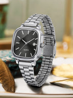 Couple watches for men and women; quartz watches with stainless steel bands and calendar; Christmas gift.