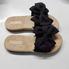 Women Slippers Fashion Trend Bow Anti Slip Sandals Wear-resistant Comfortable Soft Sole Flat Heel Slippers Home Slides Women