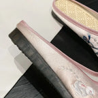 Woman Slippers Spring Autumn Soft Sole Baotou Flats Embroider Home Slippers Casual Shoes for Women Ethnic Style Outdoor Slippers