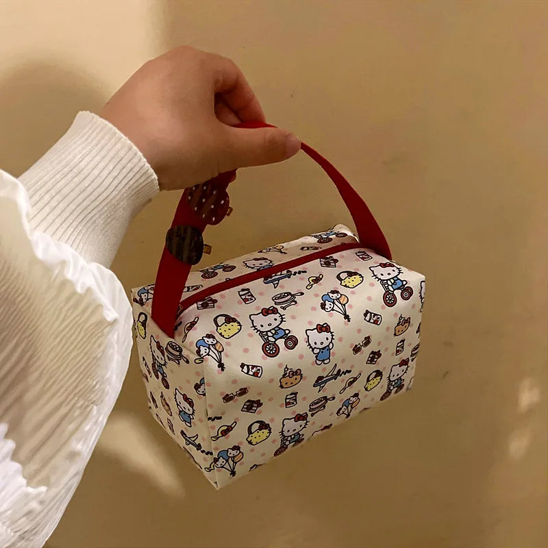 Hello Kitty Cosmetic Bag Large Capacity Travel Makeup Organizer Portable Toiletry Case Lipstick Storage Pouch Cute Cartoon Print