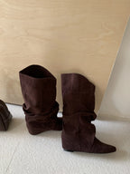 Flats Women's Boots Pointed Toe Designer Mid Calf Shoes Winter 2025 Fad Chelsea Boots New Trend Gladiator Walking Mujer Botas