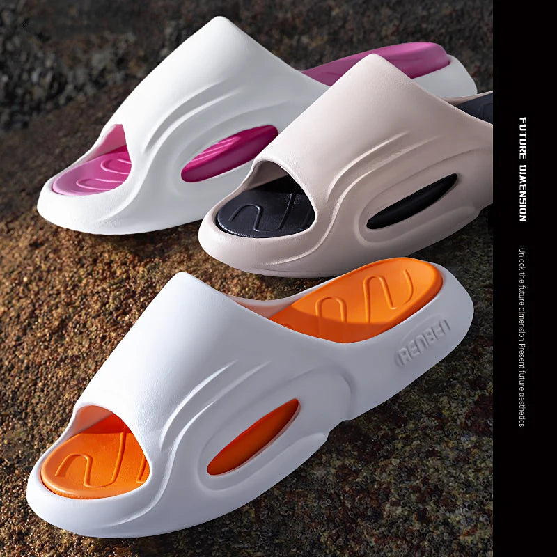 New Men Slippers Slides with a Sense High Aesthetic Value External Wear Anti Slip Thick Bottom, Beach Cool Slippers for Men