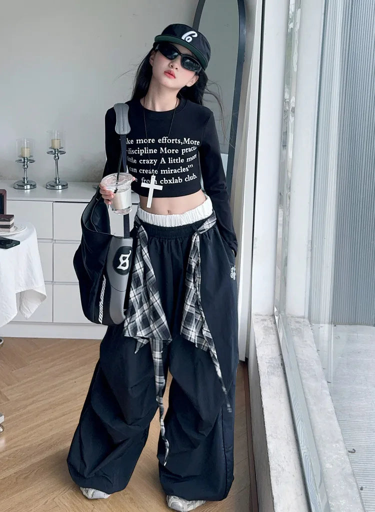 Pants Two Pieces Set Grid Trousers Tops Suits Casual Daily Childrens Clothes 2025 New Fashionable Children Autumn Clothing Girls