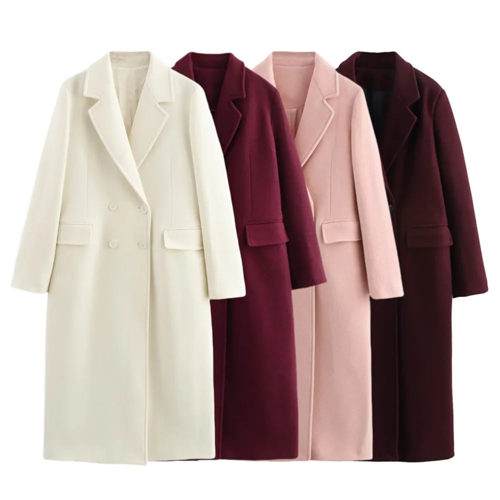 autumn and winter new women's clothing new fashion temperament pocket decoration loose slim blended coat jacket