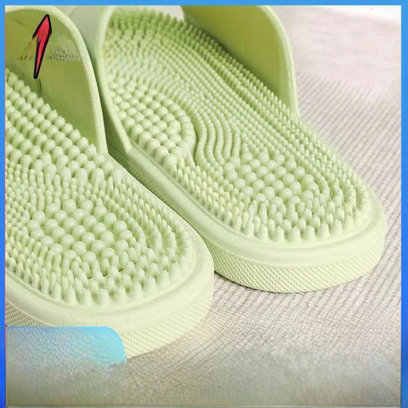 Men's Massage Slippers Anti-Slip Indoor Home Batoom Bathing Sandals Simple Sle PVC Material Comfortable Summer Slippers