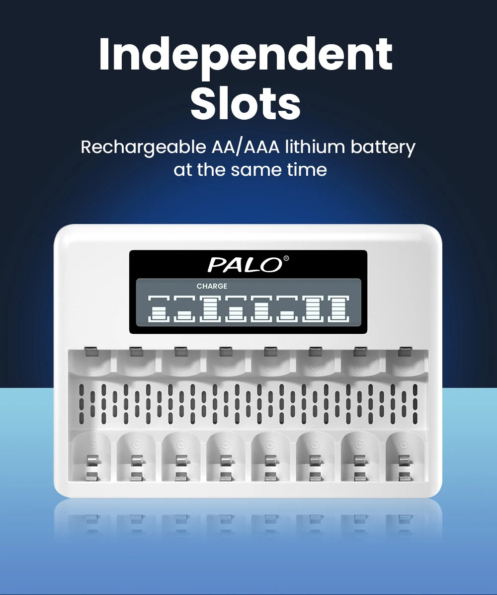 8 Slots 1.5V AA/AAA Rechargeable Battery Charger LCD Display Usb Fast Intelligent Charger for 1.5 Volts Li-lon AA AAA Battery