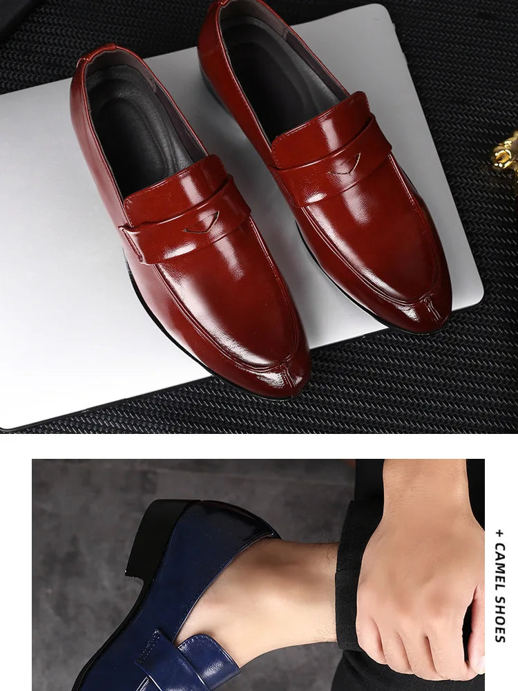 Men's Shoes Loafers Dress Man British Casual Single Leather Small Square Toe Mens Genuine Shoe Formal Black Elegant Good Quality