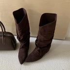 Flats Women's Boots Pointed Toe Designer Mid Calf Shoes Winter 2025 Fad Chelsea Boots New Trend Gladiator Walking Mujer Botas