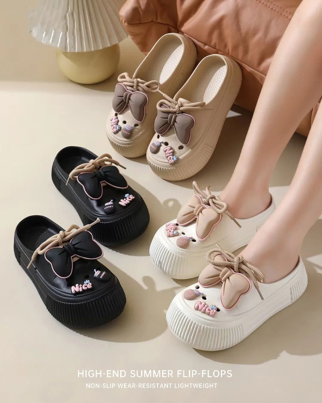 New Sandals DIY  Platform Sandals for Women 2025 Summer Thick Sole Beach Sandals Woman Flowers Non Slip EVA Clogs Garden Shoes