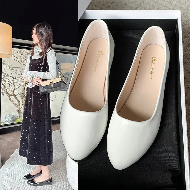 Women Candy Color Ballet Flats White Wedding Shoes Woman Flats Patent Leather Slip on Shoes Zapatos Mujer Ladies Boat Shoes NEW
