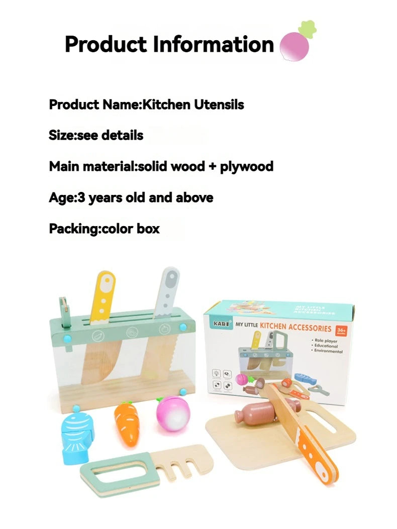 wooden Kitchen toy wooden tableware Food Sets toy  role play Educational Cosplay preschool gifts for kids Kitchen Accessories