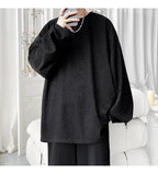 Men's High Street Long Sleeve T-Shirt - Trendy Casual Top Loose Fit Comfortable Wear, Modern Minimalist Style, Everyday Essentia