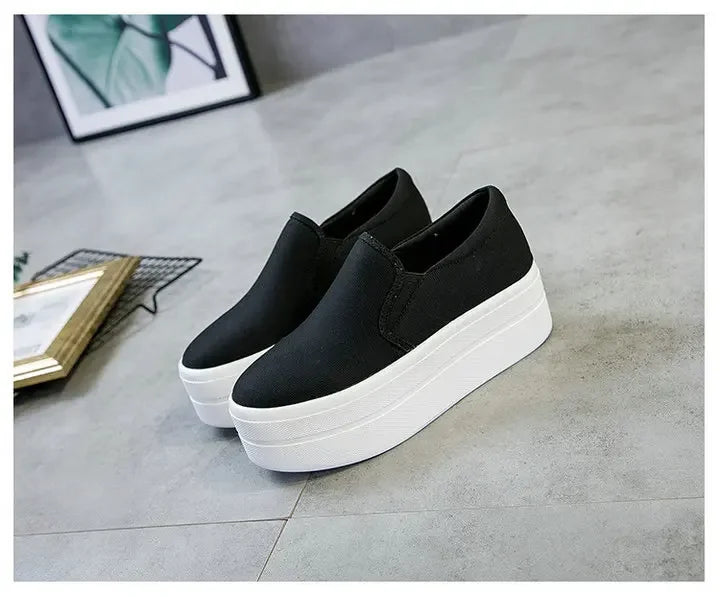 Women Flat Platform Canvas Shoes Flats Woman Casual Sneakers Girls Student Thick Soled Loafers Ladies Slip on tenis de mujer