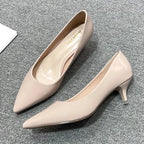 New Women's Shoes On Heels Elegant Medium High Heeled Ladies Pointed Toe 5cm Fashion Pumps For Woman Office Black Pink Red