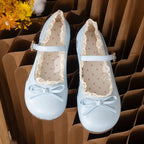 Women Flats Fashion Shoes Spring New Round Shallow Loafers Buckle Soft Sole Non-slip Sneakers Women Mouth Butterfly Knot Metal