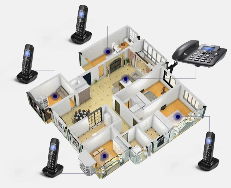Wireless Telephone 1-4 handstes cordless Answering Machine 2.4G Corded Phone Handset office home hotel Long Range table phone