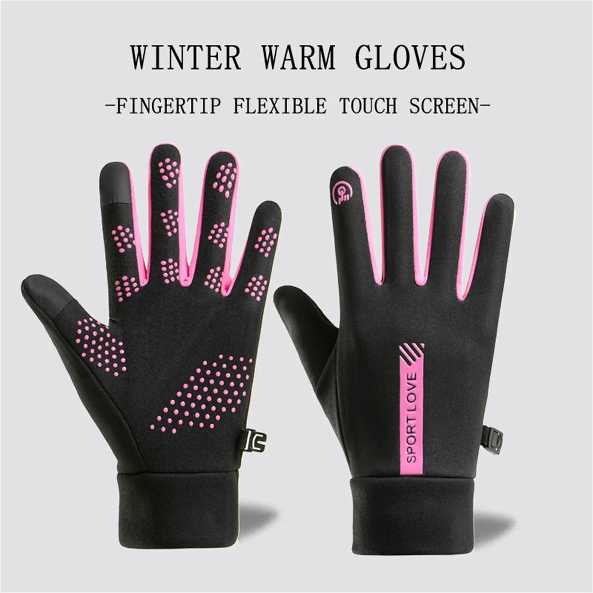 Winter Gloves for Women, Fleece-Lined, Windproof, Cold-Proof, Warm, Touchscreen-Compatible, Non-Slip, for Driving, Riding Motorcycles, Outdoor, Men's Gloves