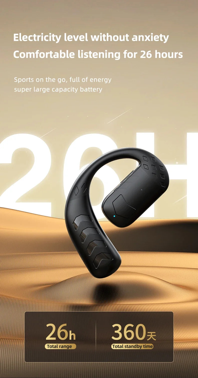 Handsfree Headset Bluetooth Noise Canceling Sports Waterproof Compatible HiFi Stereo Ear Hook Wireless Single Earphone Driving