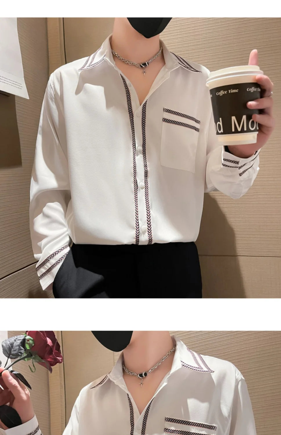 Men Long Sleeve Shirt Casual Fashion Stylish Versatile Top