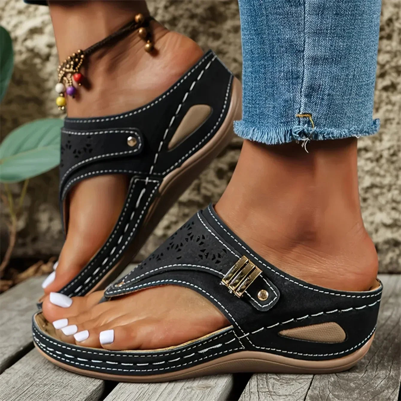 Woman Slippers 2025 New Wedge Sandals Flip Flops Non-Slip Soft Platform Shoes Lightweight Orthopedic Slippers Slides Women