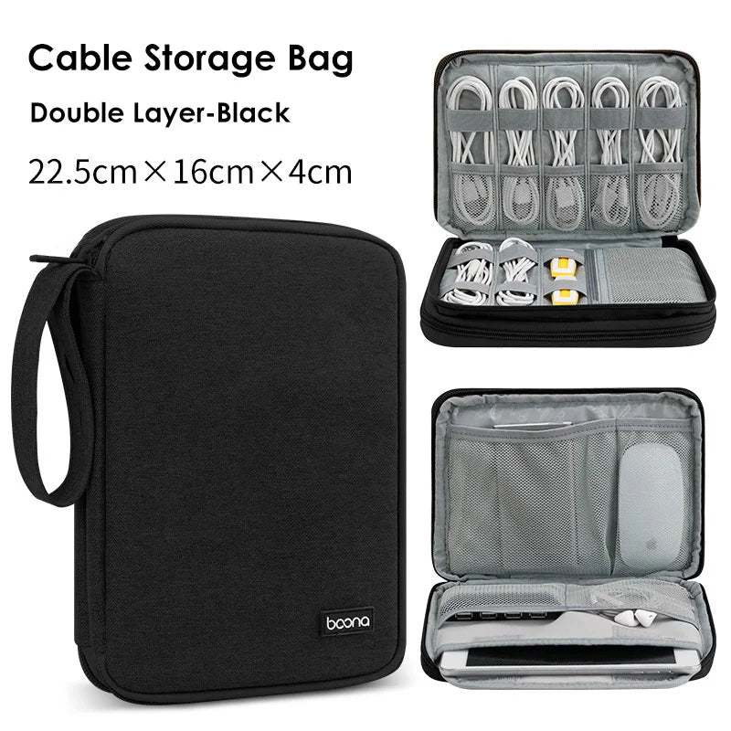 Electronics Protective Storage Bags for Cable Organizer Bag Handheld Tech Pouch for Tablet Phones & Power Banks Organizador Case