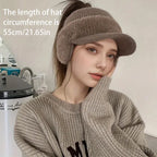 Winter Hat for Women New Fashion Winter Warm Ear Wing Knitted Cap Baseball Cap Outdoor Sports Windproof Ponytail Hat Visor