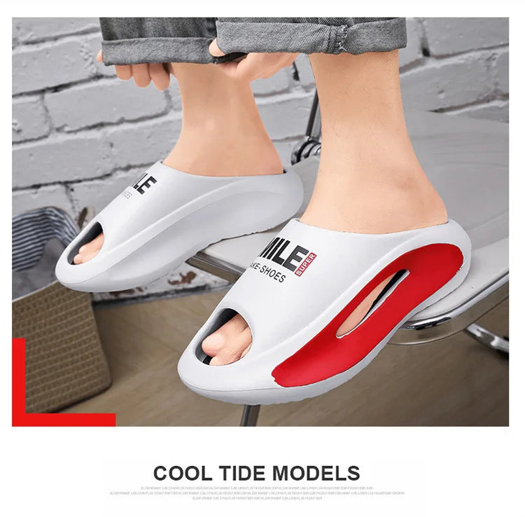 New Men Slippers Slides with a Sense High Aesthetic Value External Wear Anti Slip Thick Bottom, Beach Cool Slippers for Men