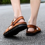 2023 Sandals Summer Men Leather  Classic Men Shoes Slippers Soft Sandals Men Roman Comfortable Outdoor Walking Footwear
