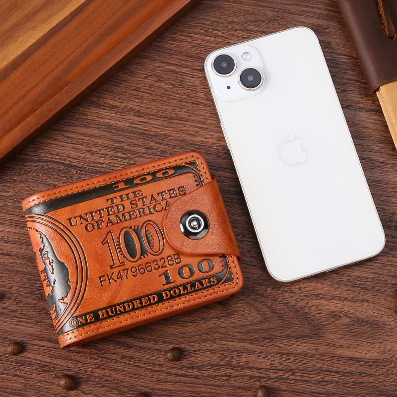 Men's Wallets  Dollar PatternWallet Male Leather Walet Photo Card HolderFashion Large Capacity Wallet Purse Bag