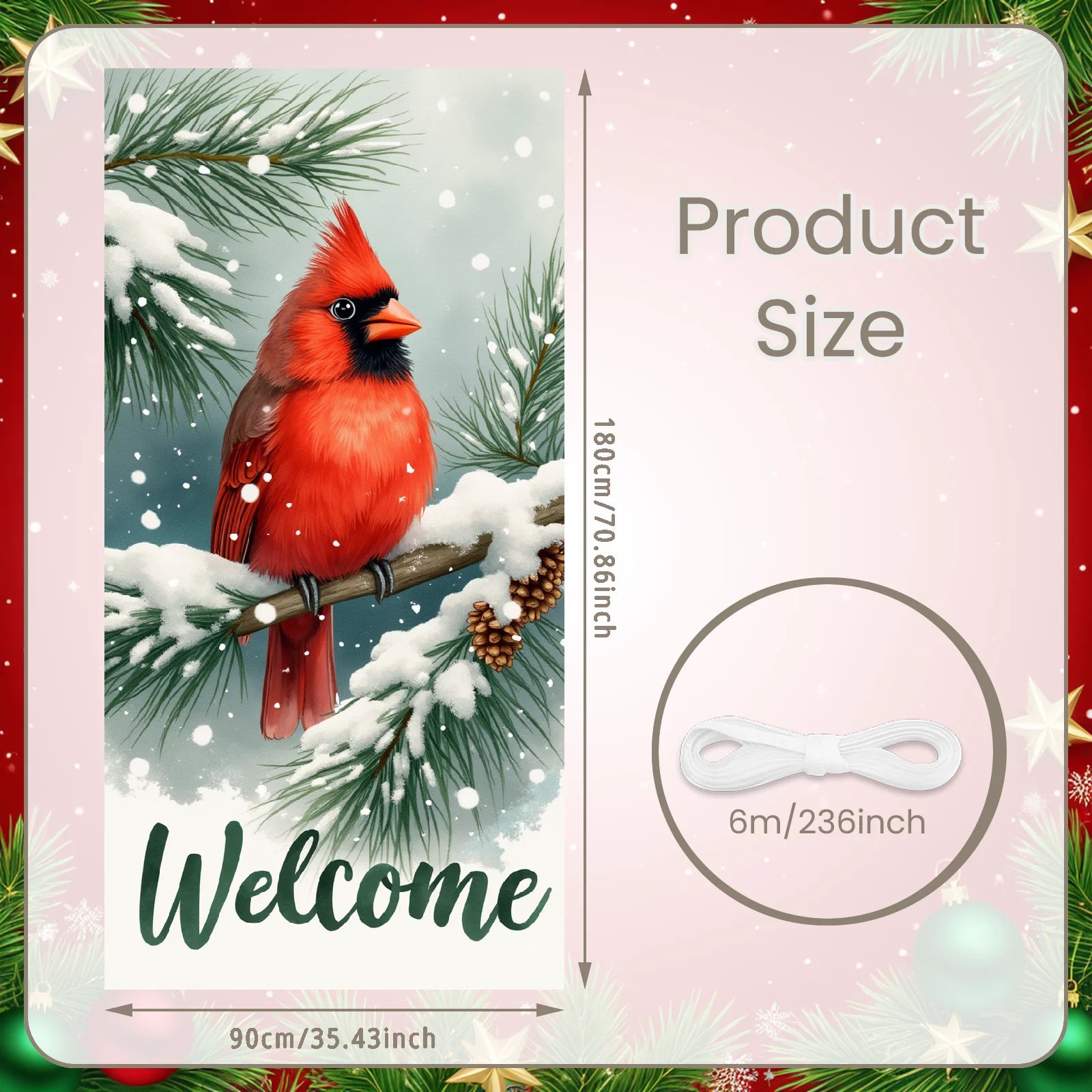 Winter Scene Welcome Banner Snow Forest Bird Art for Home Decor  Decoration Winter Party Christmas Navidad New Year Decor 2026