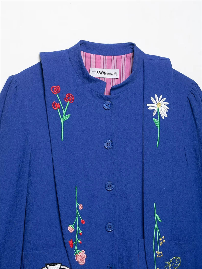 Women's Embroidered Hooded Jacket Long Sleeve Button up Top New Fashion Design