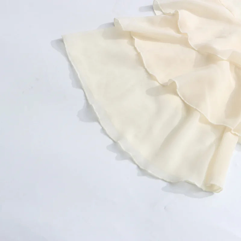 Solid Spliced Ruffles Loose Blouses For Women I Neck Long Sleeveless Temperament Minimalsit Shirts Female Fashion