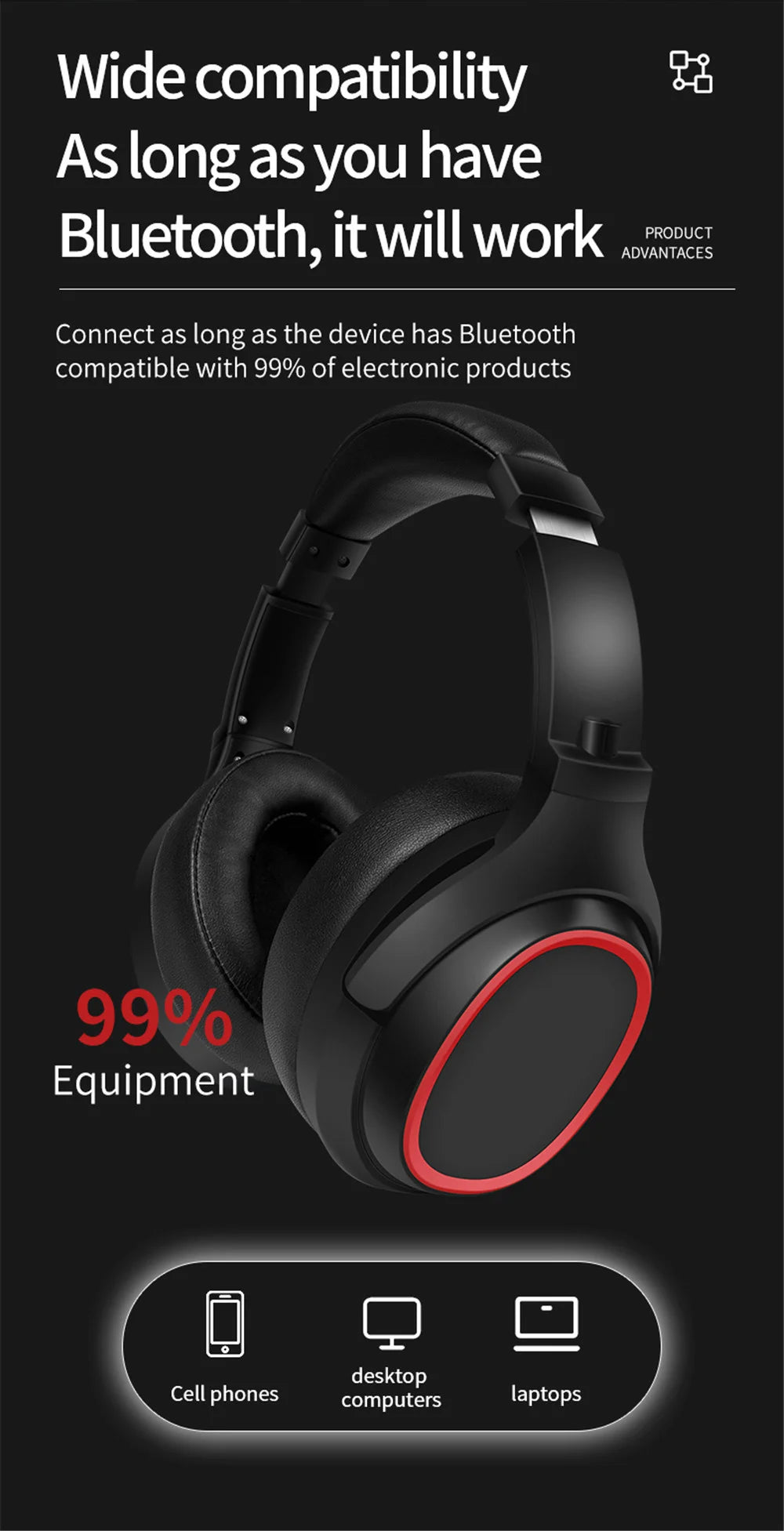 Large Earmuffs Headphones Bluetooth Earphones Wireless Headsets Bass Headset Noise Cancelling With Mic Helmet Support TF-card