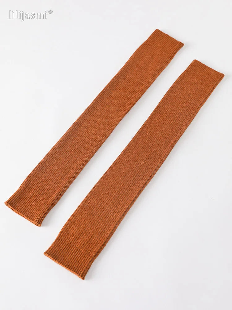 Autumn Winter 40 50 60CM Women's Wool Arm Warmers Knitted Woolen Arm Sleeve Solid Fine Long Knitted Fingerless Gloves Wholesale